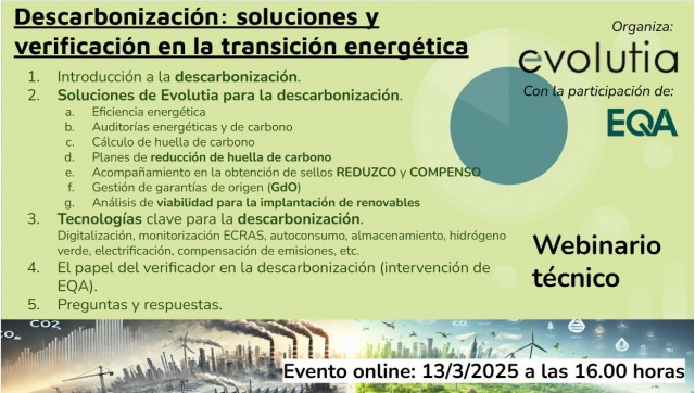 Webinario Evolutia: Descarbonización – Soluciones y Verificación en la Transición Energética