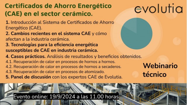 Certificados de ahorro energético (CAE) en el sector cerámico: un webinario imprescindible para optimizar el consumo de energía